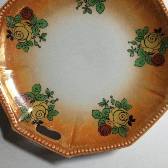 PK unity Germany serving plate orange with yellow and red rose handled - Picture 4 of 5